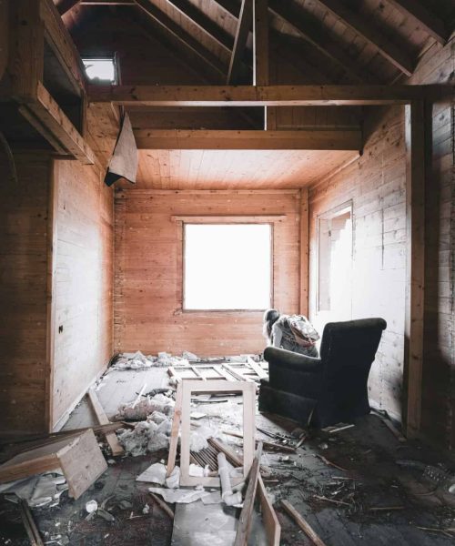 Room interior in an abandoned house